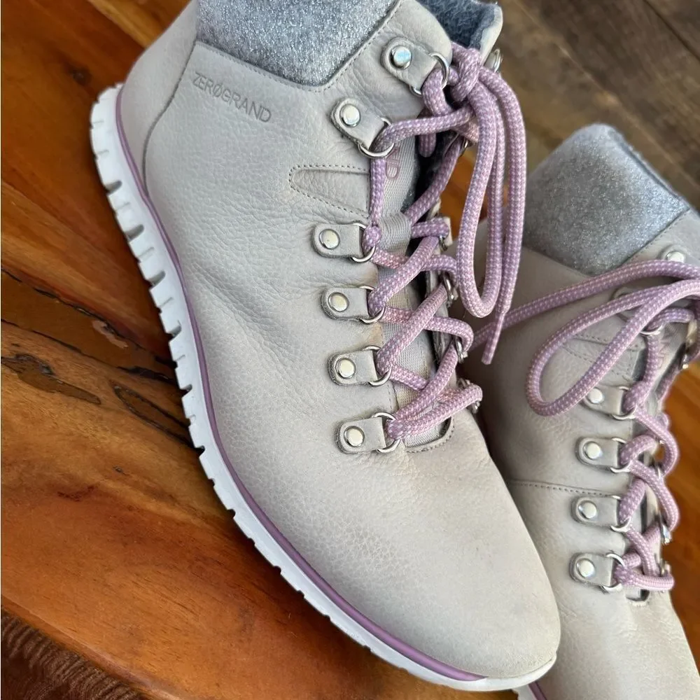 Cole Haan ZerøGrand Hiker Leather, Wool Collar Size 10.5 Lt Gray wateroroof